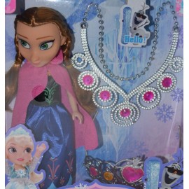 Lėlė Frozen Ana su papuošalais mergaitei